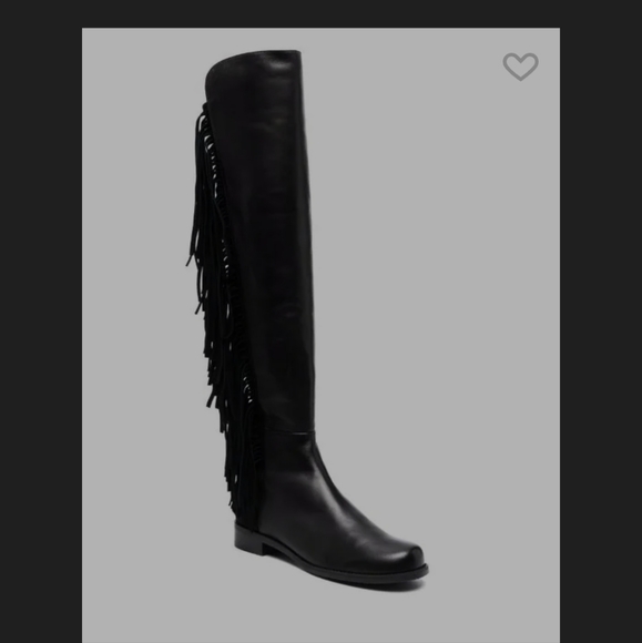 BNIB stuart weitzman size 5.5 black leather nappa fringe 5050 boot - Picture 3 of 4